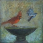 Cardinal and Bluebird, acrylic on board, Candace Compton Pappas