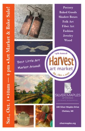 Promotional image for the 2022 Harvest Art Market at Silver Maples