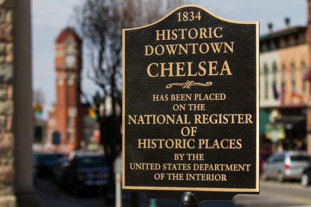 Chelsea Michigan National Register of Historic Places sign