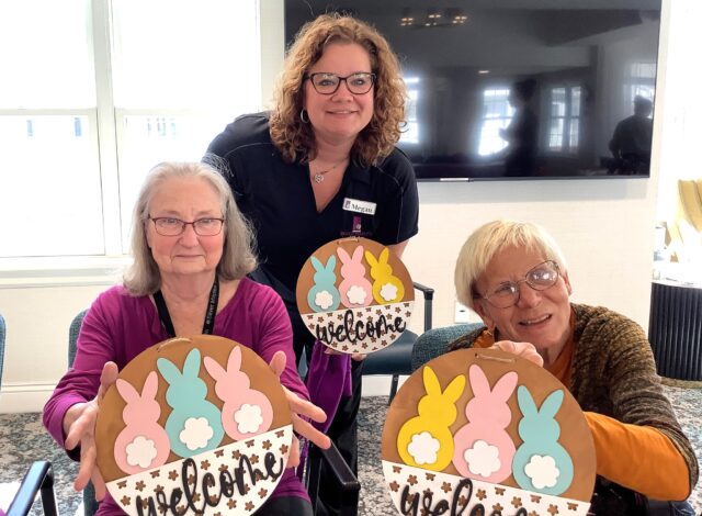 In the spirit of Easter, our residents and staff gathered to create these adorable bunny “welcome” door hangers. Each piece was full of color, personality, and joy—just like the people who made them!

Crafting in a group setting brings more than just a fun final product—it encourages creativity, sparks conversation, builds connection, and fosters a real sense of community. Whether it’s sharing a laugh or lending a hand with a glue stick, these moments remind us how meaningful creativity can be when it’s shared. 💛