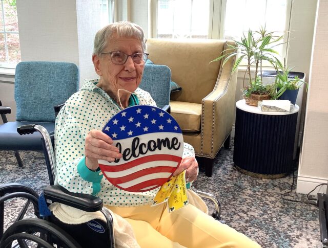 We're getting ready for the Fourth of July in style! Our residents had a wonderful time creating patriotic door hangers to decorate their homes and hallways. From stars and stripes to red, white, and blue bows, each design is bursting with creativity and American pride. ❤️🤍💙 #hereinthemeadows #positiveagingexperience