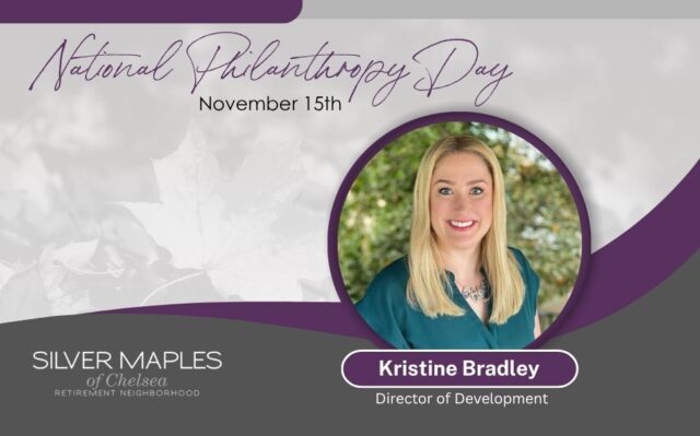 Happy National Philanthropy Day!

Today we’re celebrating the incredible work of Kristine, whose passion for philanthropy shines through in all she does. With her gift for building trust and fostering genuine connections, she helps link people to the causes that matter most to them. Her enthusiasm, fundraising expertise, and heartfelt approach have made a lasting impact here at Silver Maples.

Join us in thanking Kristine and celebrating the power of giving back!