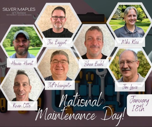 Happy National Maintenance Day! Today we’re celebrating the dedicated team who keeps Silver Maples running smoothly behind the scenes. Their pride in their work, prompt response, and professional approach—always paired with a friendly smile—make a meaningful difference every day. We’re grateful for their willingness to tackle issues big and small, often spotting and addressing concerns before they arise. Thank you for all you do for our Silver Maples family!